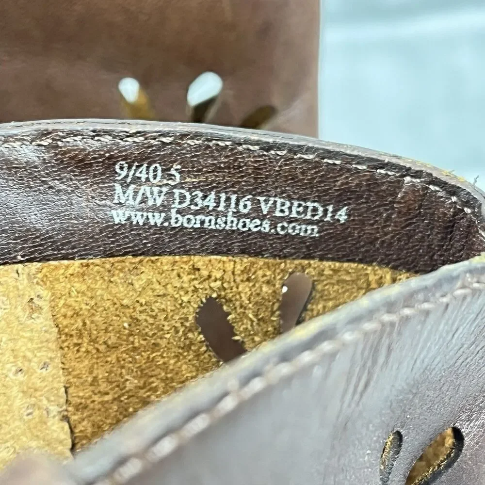 Born Ivy Women's Size 9 Brown Full Grain Leather Laser Cut Western Ankle Boot